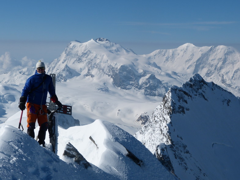 Dom 4545m, die letzten Meter zum Gipfelkreuz sehr ausgesetzt