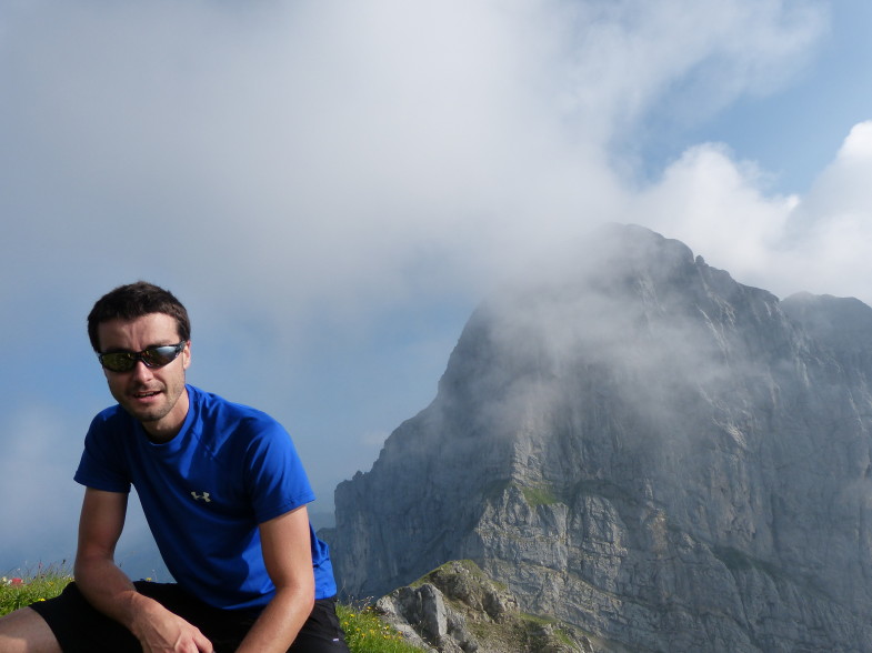 Christian oberhalb vom Bärenlahnersattel, im Hintergrund die Schaufelspitze