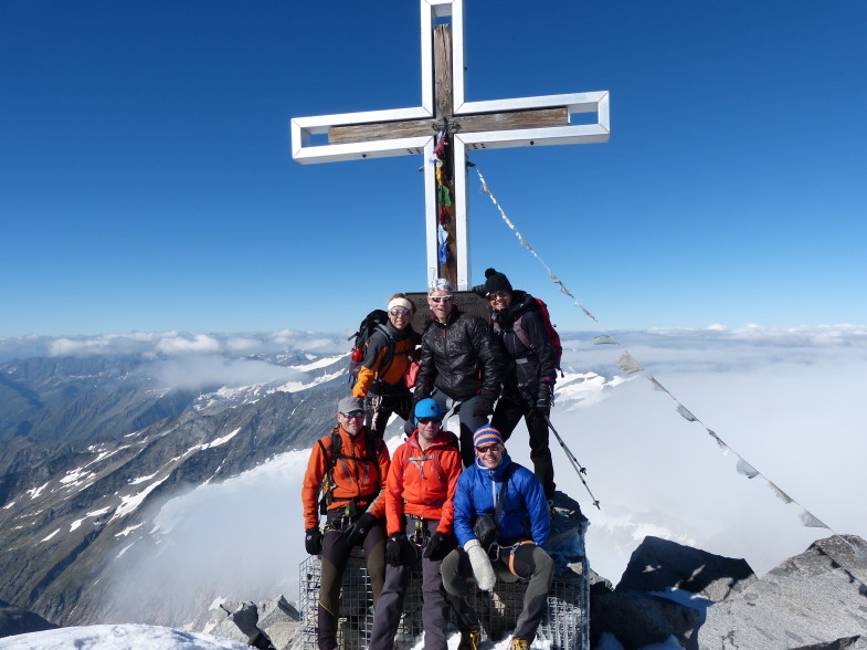 Ich und meine Gruppe am Großvenediger, Ingrid, Jürgen, Reinhilde, Roland, Martin und Ich