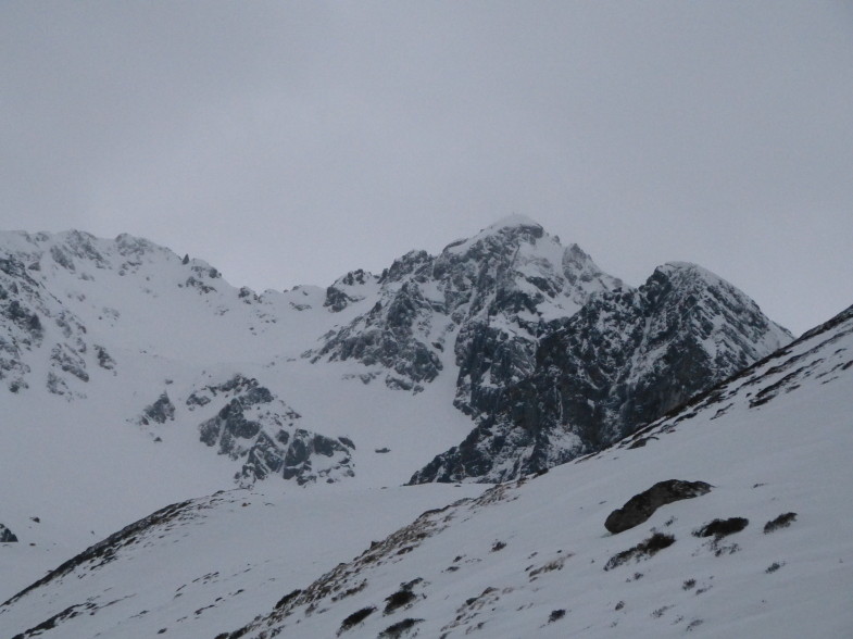 Noch ein freier Blick zum Gipfel, links das Schwarzhorn