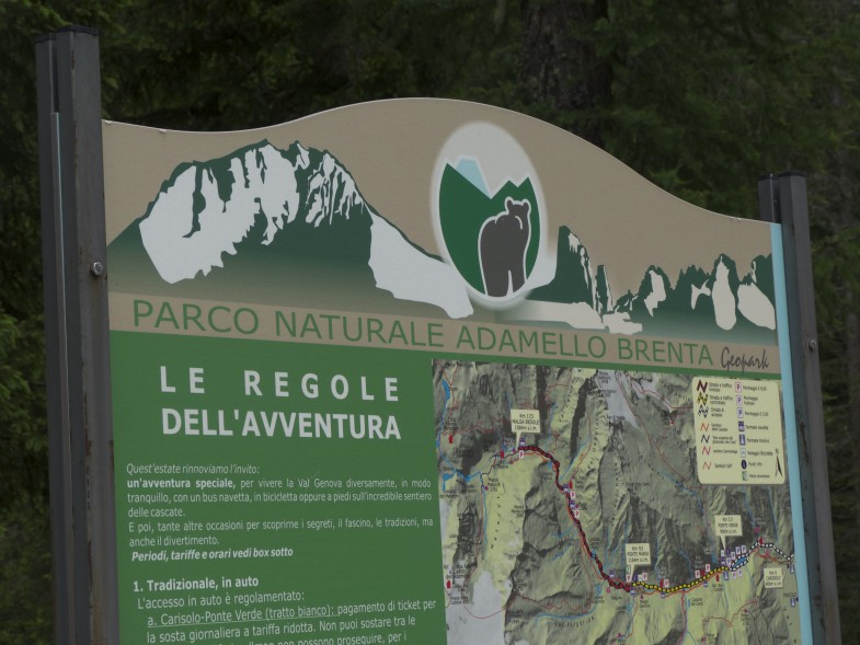 Naturpark Adamello Brenta. Gestartet sind wir im Val Genova, hinauf zum Refugio Mandron