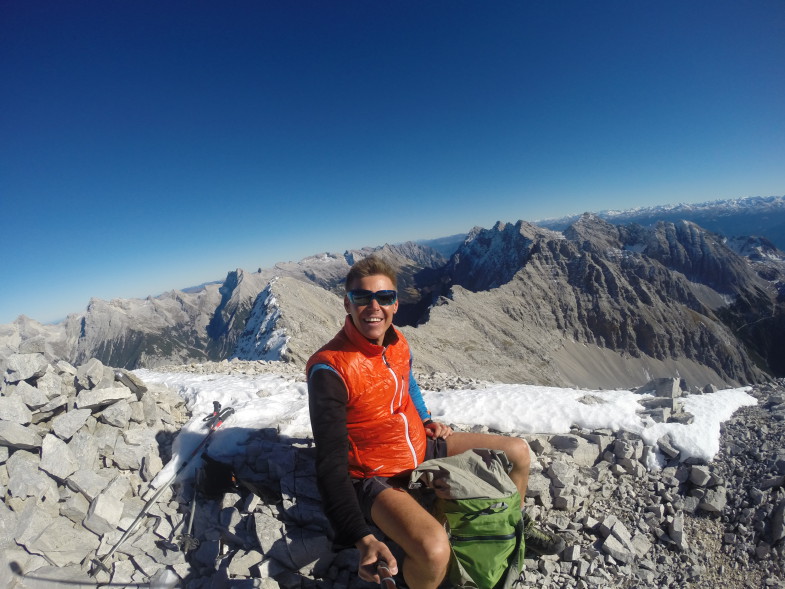 Ich auf der westlichen Praxmarerkarspitze mit Ostgipfel im Hintergrund