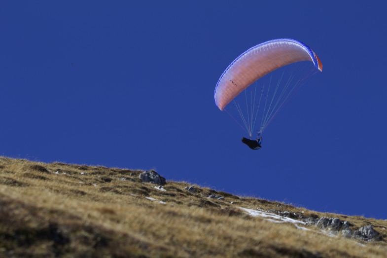 Paragleiterstart an der Soale, hat mir die ganzen Gemsen verscheucht