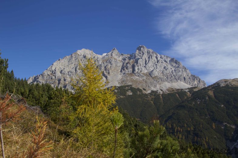 Blick zu den Marienbergspitzen, rechts der Grünstein